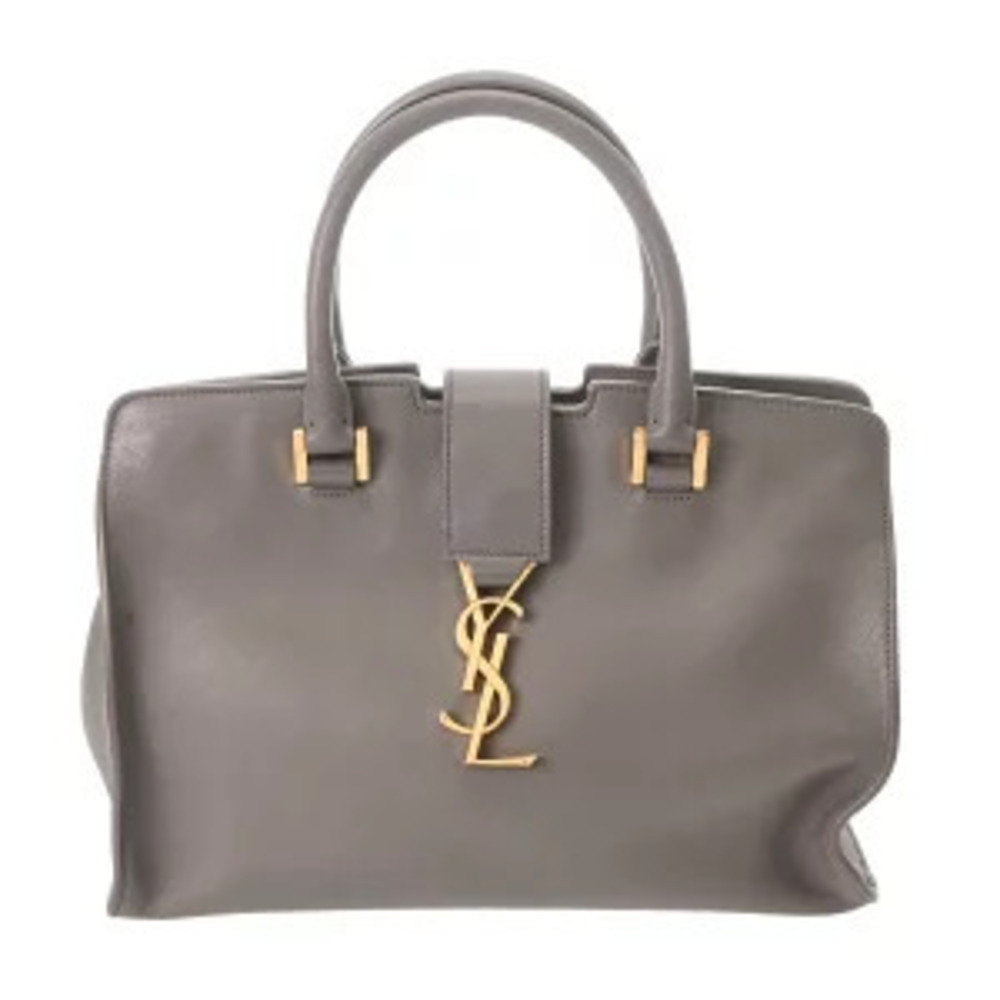 Saint Laurent Baby Cabas Bag Gray Smooth Calfskin Handbag